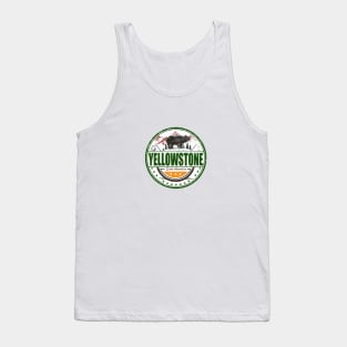 Yellowstone the Great Adventure round design with a bear, geyser, and waterfall Tank Top